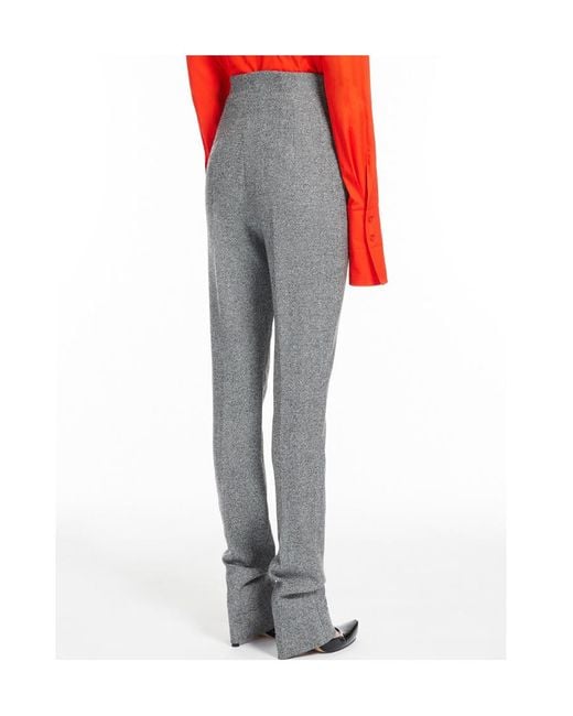Sportmax Gray Chevron-Knit High-Waisted Trousers
