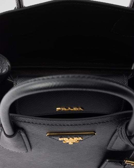 Prada Black Logo Plaque Top Handle Bag