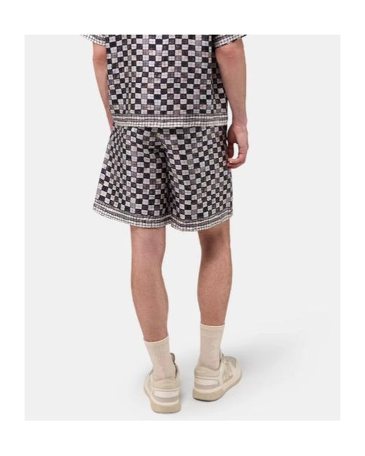 Amiri Blue Checkered Drawstring Shorts for men