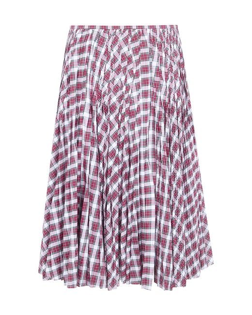 N°21 Purple Check-Pattern Pleated Midi Skirt