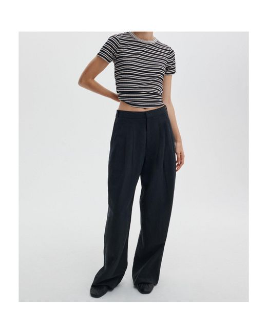 Rag & Bone Black Striped Ribbed T-Shirt