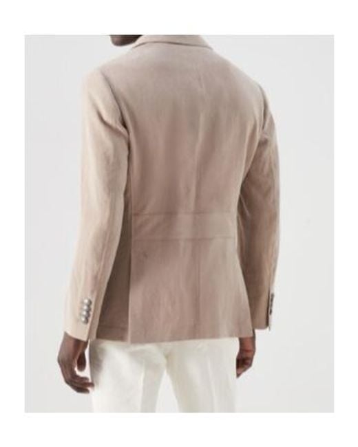 Brunello Cucinelli Natural Single-Breasted Linen Blazer for men