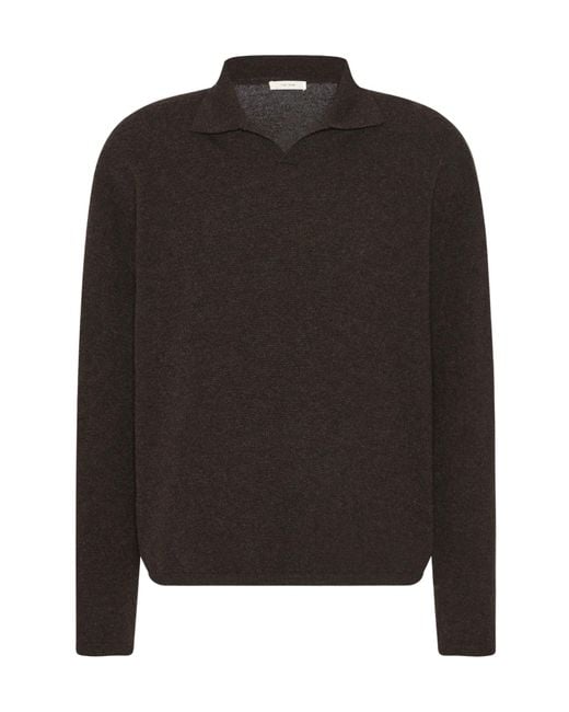 The Row Black Franz Cashmere Polo Sweater for men