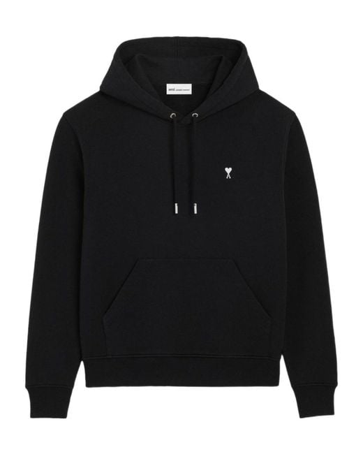 AMI Black Ami De Coeur Drawstring Hoodie for men