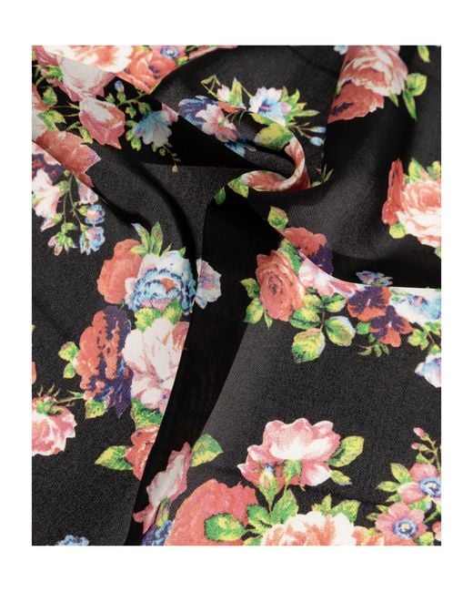 Moschino Black Floral Silk Pocket Square for men