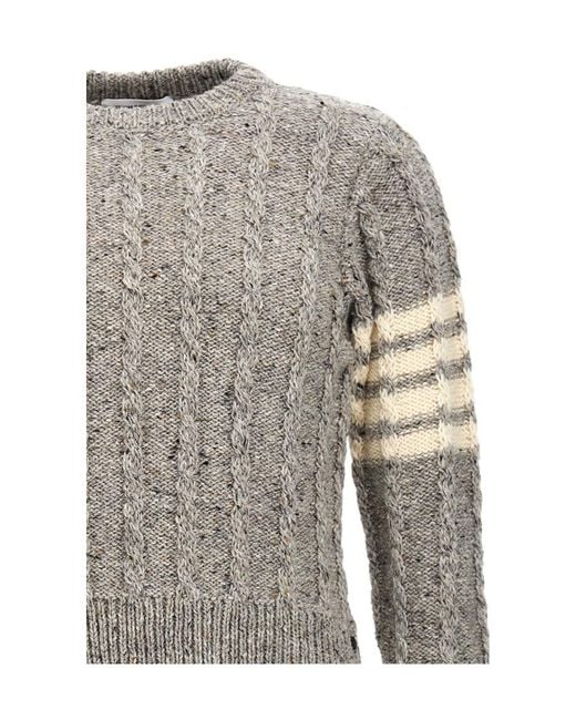 Thom Browne Gray 4-Bar Crewneck Knitted Jumper for men