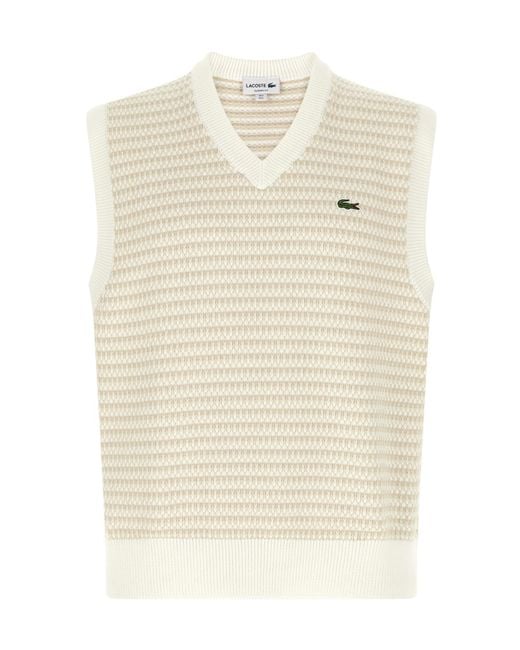 Lacoste White Sleeveless Vest for men