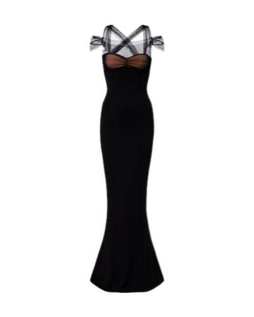 Nensi Dojaka Black Draped Maxi Dress