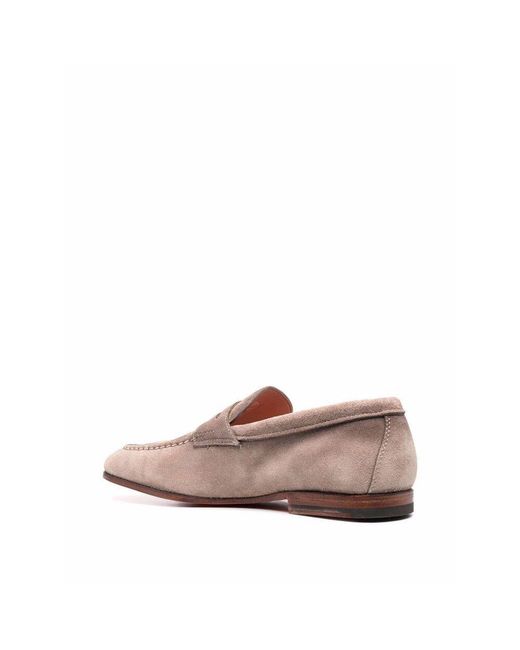Santoni Brown Slip-On Penny Loafers for men