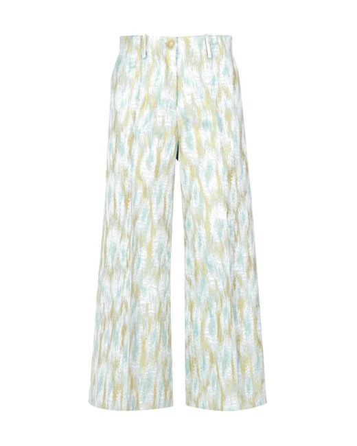 Erika Cavallini Semi Couture Blue Wide-Leg Cropped Trousers
