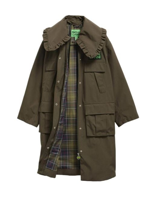 Barbour Green X Ganni Waterproof Parka Jacket