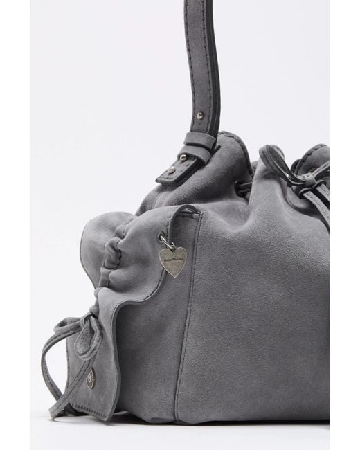 Acne Gray Ruffled Leather Shoulder Bag