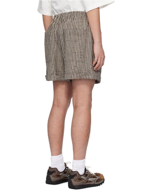 Bottega Veneta Gray Logo Detailed Checkered Shorts for men