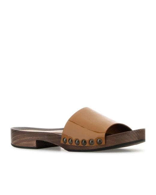 Miu Miu Brown Logo-Printed Slides