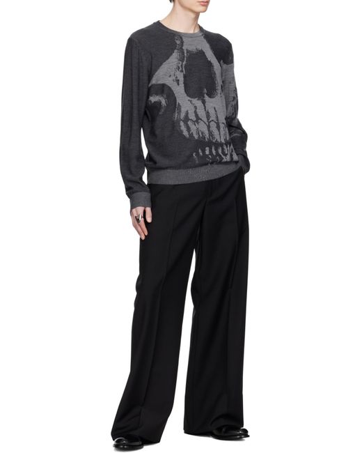 McQueen Black Skull Crewneck Jumper for men