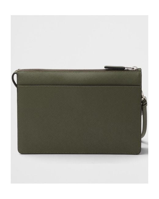 Prada Green Saffiano Leather Pouch for men