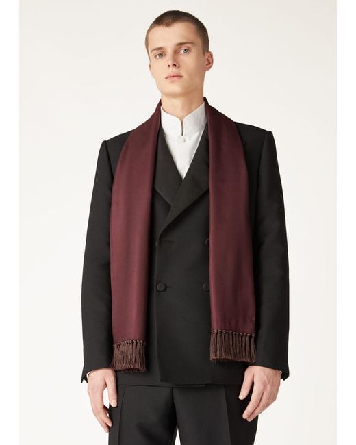 Loro Piana Red Knotted Fringed Scarf for men