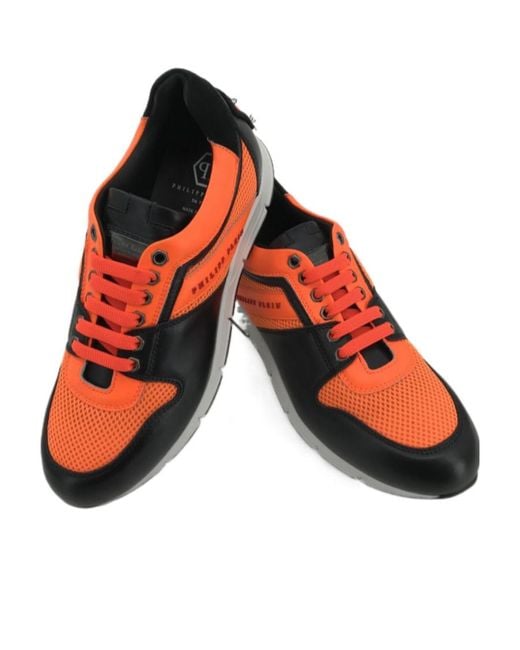 Philipp Plein Orange Logo Details Casual Sneakers for men
