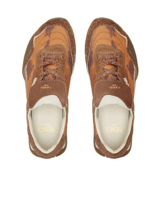 Fendi Brown Wave Pulse Lace-Up Sneakers