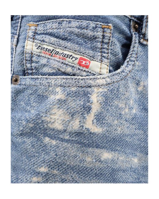 DIESEL Blue Distressed Wide-Leg Jeans