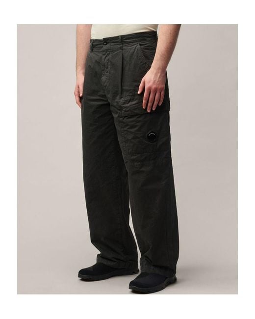 C P Company Black Lens-Detail Cargo Trousers for men