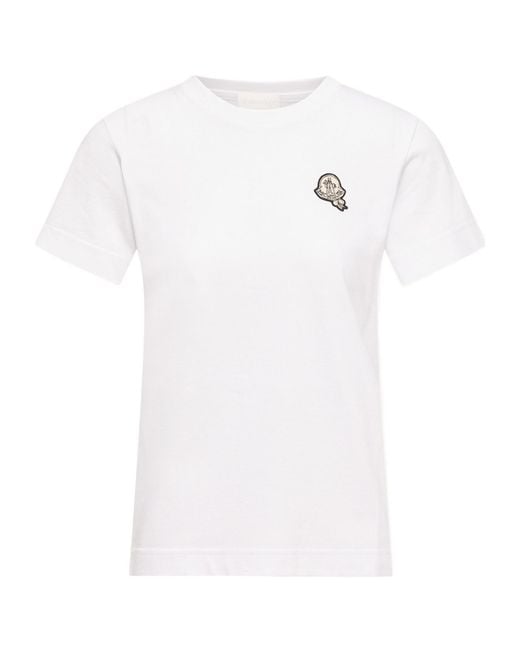 Moncler White Logo Patch Crewneck T-Shirt