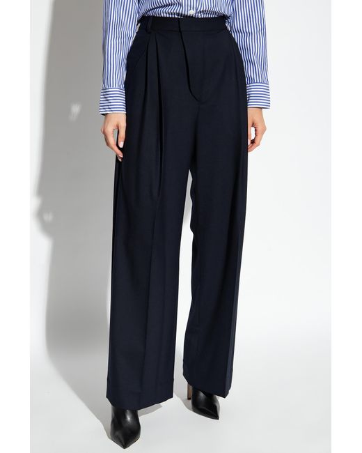 Victoria Beckham Black High Waist Pleated Trousers