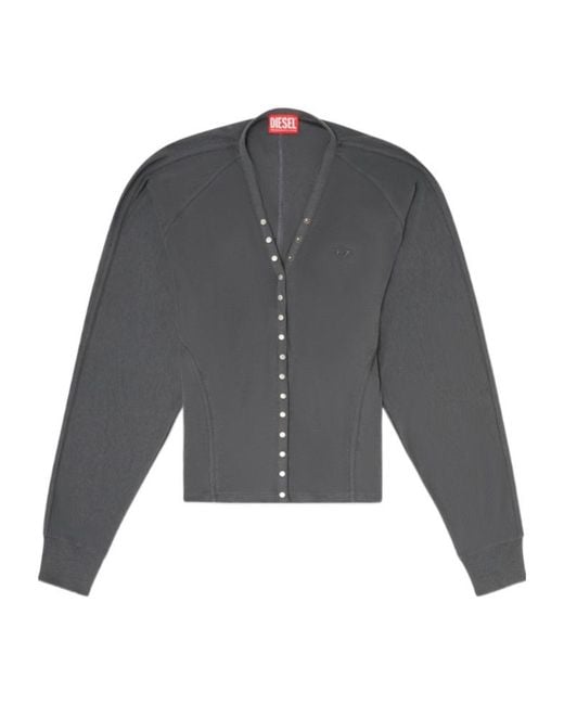 DIESEL Gray Tencel-Blend Cardigan Top With Batwing Sleeves
