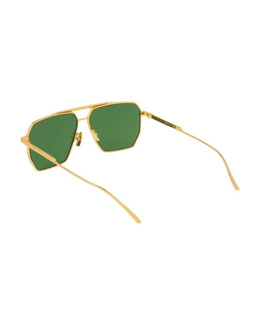 Bottega Veneta Green Eyewear Pilot Frame Sunglasses