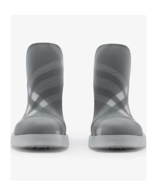 Burberry Gray Marsh Vintage-Check Mesh Pull-On Boots