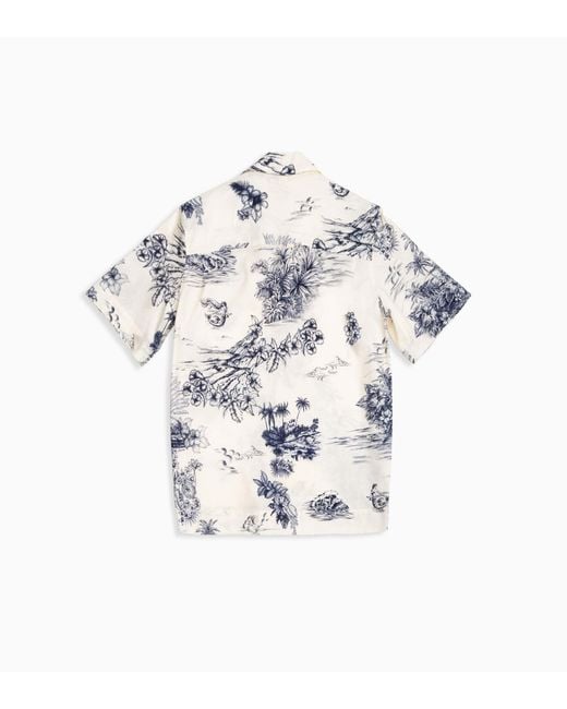 Moncler White Floral Printed Short-Sleeved Shirt for men
