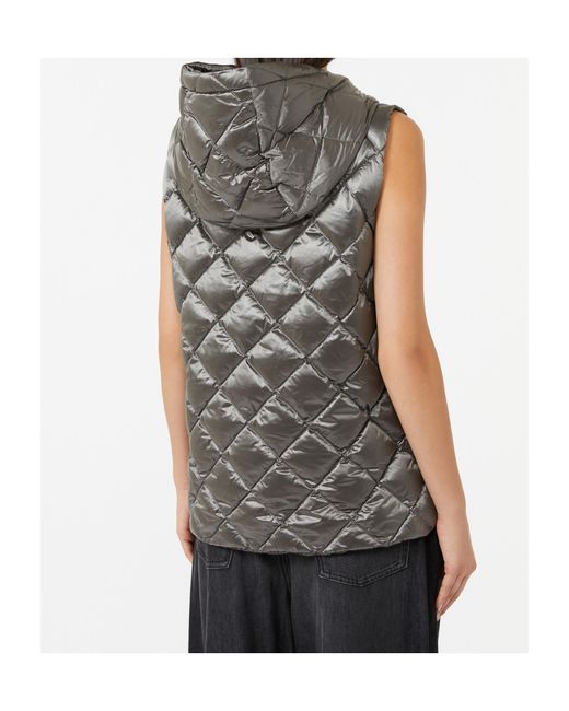 Max Mara Gray Quilted Hooded Gilet
