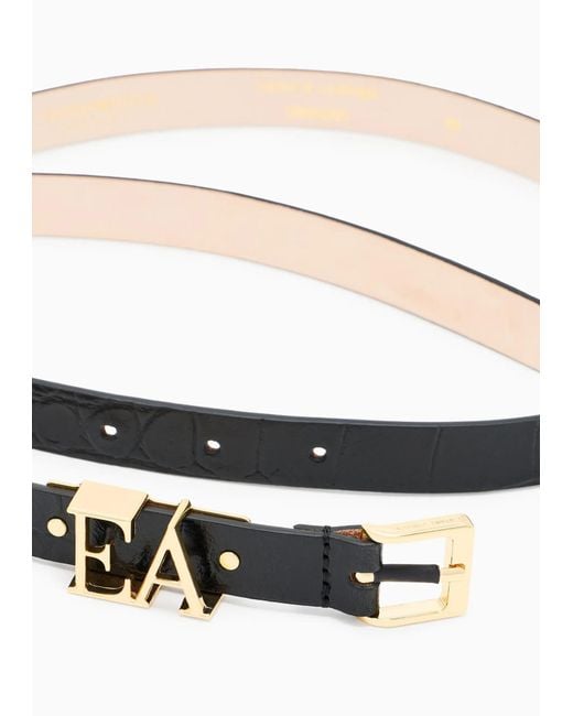 Emporio Armani White Hollowed-Out Logo Buckle Pin For Belt
