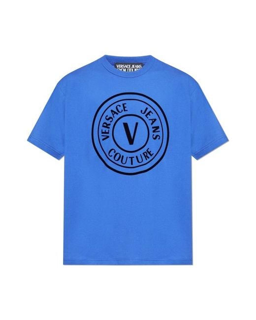 Versace Jeans Blue Couture Logo Printed Crewneck T-Shirt for men