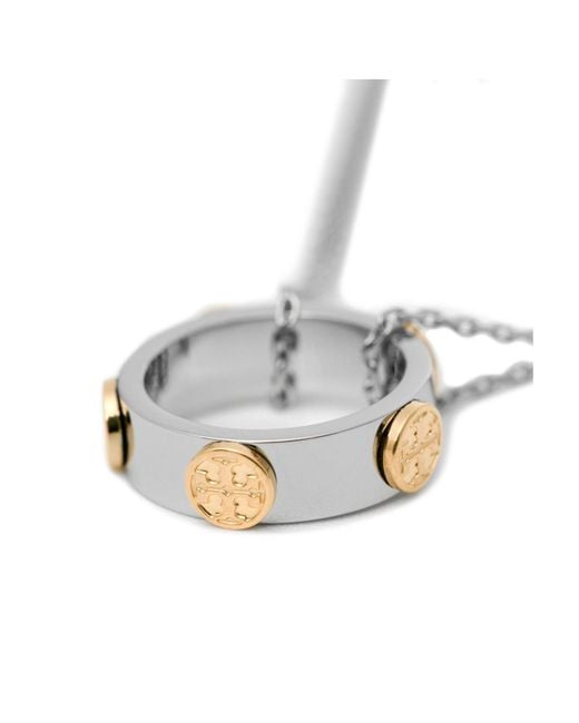 Tory Burch Metallic Logo Charm Necklace