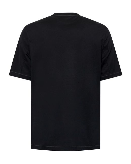Brunello Cucinelli Black Logo Embroidered Crewneck T-Shirt for men