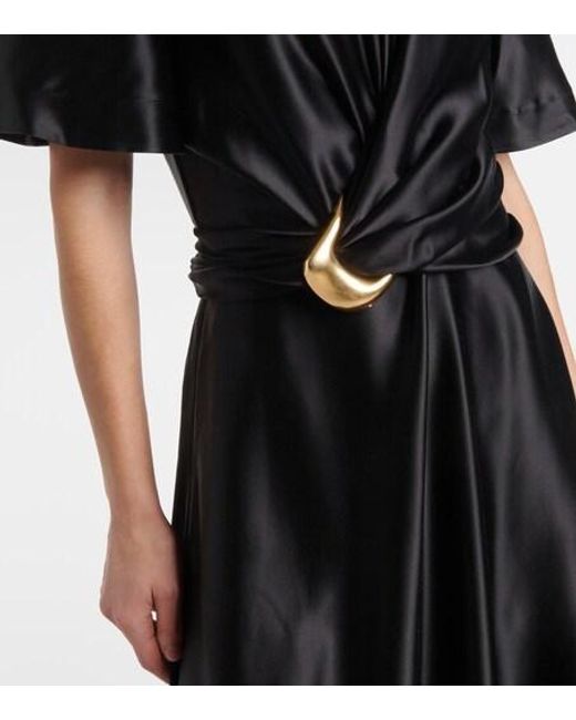Altuzarra Black Honey Belted Silk Satin Midi Dress