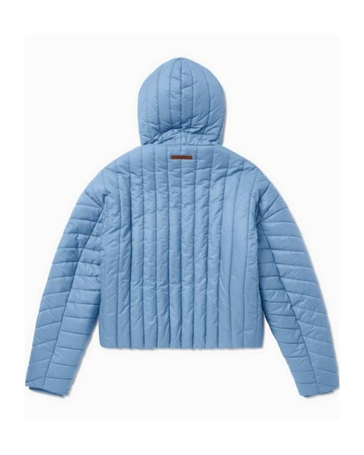 1989 STUDIO Blue Quilted Hooded Coat