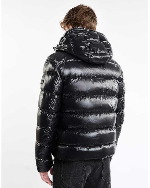 Fay Black Water Repellent Hooded Jacket for men
