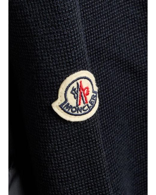 Moncler Blue Quilted Knit And Nylon Jacket for men