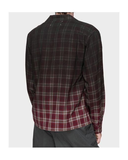Maison Margiela Brown Ombre Plaid Buttoned Shirt for men