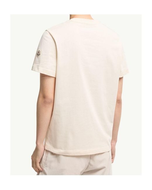Moncler White Contrast Chest Pocket T-Shirt for men