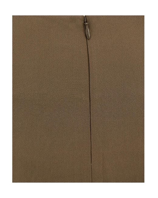 Totême Green Asymmetric Crepe-Texture Midi Skirt