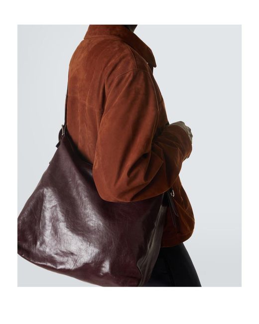 Lemaire Brown Zippered Leather Shoulder Bag for men