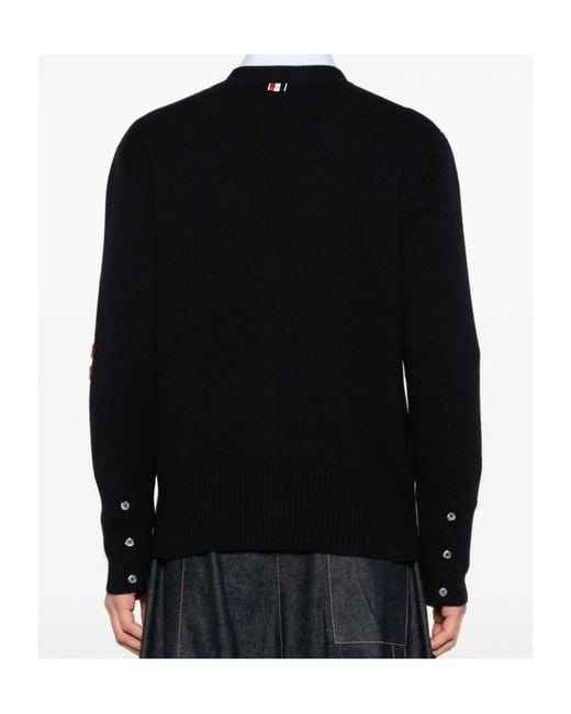 Thom Browne Black Long-Sleeve Single-Breasted Cardigan for men
