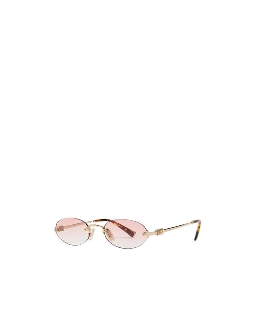 Miu Miu White Rimless Oval-Frame Sunglasses