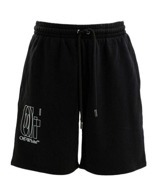 Off-White c/o Virgil Abloh Black Logo-Print Drawstring Shorts for men