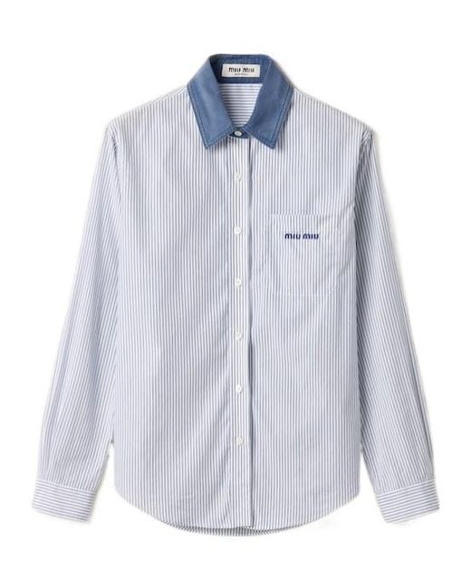 Miu Miu Blue Striped Poplin Shirt