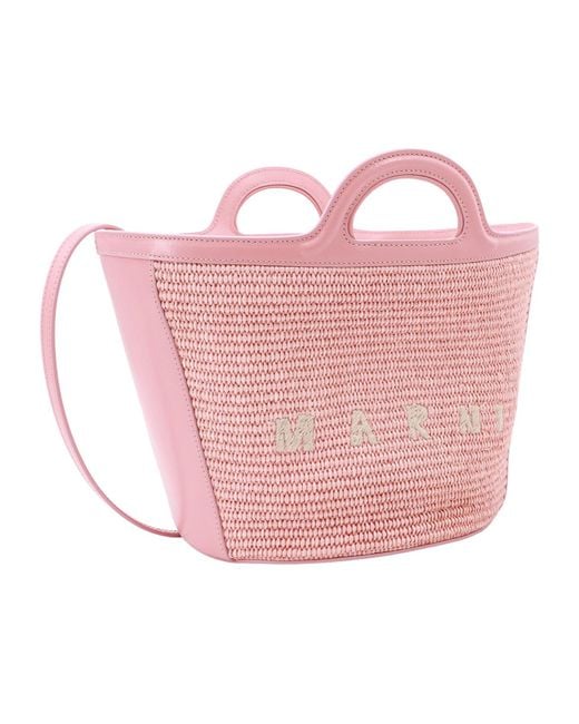 Marni Pink Tropicalia Interwoven Tote Bag