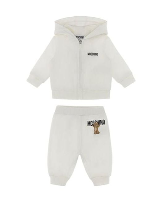 Moschino White Teddy-Print Tracksuit Set
